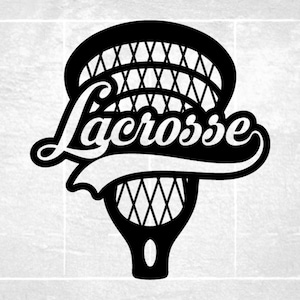 Sports Clipart: Black Lacrosse Stick Net with Cutout of Word and Baseball Swoosh Underline - Players/Teams- Digital Download svg png dxf pdf