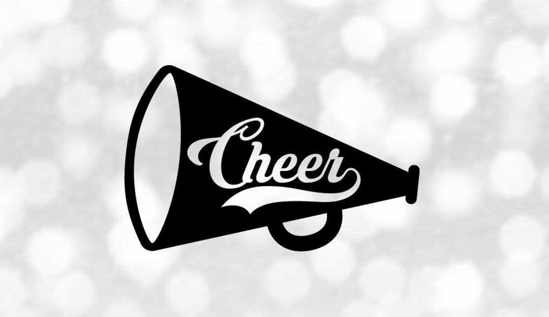 Sports Clipart Black Megaphone With Word cheer With Swoosh Stripe