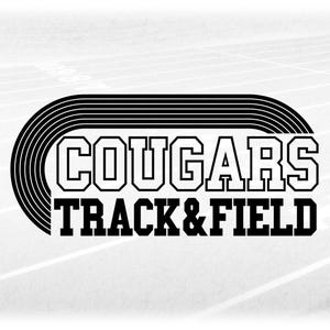 Sports Clipart: Black Running Track with Bold Varsity Style Word "Cougars" and "Track & Field" - Digital Download svg png dxf pdf