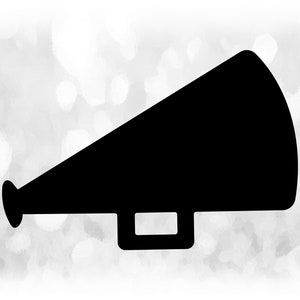 Clipart de esportes: Silhueta de megafone de líder de torcida preta simples e fácil para Cheer ou Poms - Mude a cor você mesmo - Download digital SVG e PNG