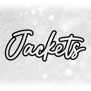 Sports Clipart: Script  Cursive Style "Jackets" Team Mascot Name Cutout of Black Background - Digital Download svg png dxf pdf