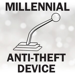 Car / Automotive Clipart: Words &quot;Millennial Anti-Theft Device &quot; with Black Gear Shifter and 1st / 2nd Gear Labels - Digital Download SVG/PNG