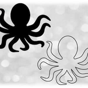 Clipart de animal: silhueta preta simples de polvo em formato sólido e de contorno, mude de cor com seu software - download digital SVG e PNG
