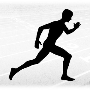 Sports Clipart: Track & Field Silhouette of Male/Man/Boy/Guy Muscular Athlete in Running or Jogging Pose - Digital Download svg png dxf pdf