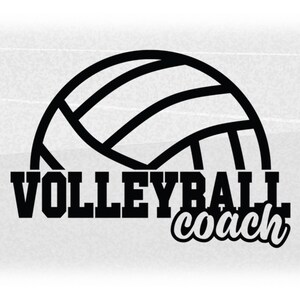 Sports Clipart: Black Half Ball Silhouette with College Varsity Word  "Volleyball" with "Coach" - Cuout - Digital Download svg png dxf pdf