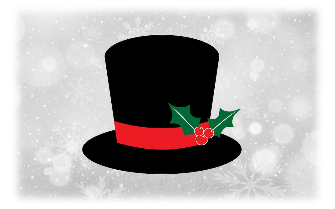 Holiday Clipart: Layered Black Top Hat With Red Band and Holly Berries ...