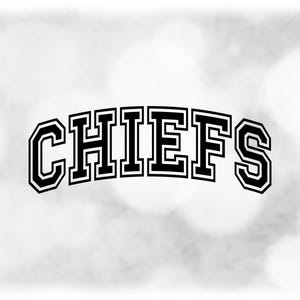 Sports Clipart: Black Bold Arched College Varsity Block Outline Style Team Mascot Name "Chiefs"  - Digital Download svg png dxf pdf