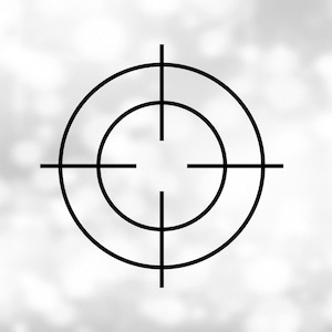 Clipart de forma: alvo de mira preto isolado com centro em branco, dois anéis externos para miras, armas, prática - download digital SVG e PNG