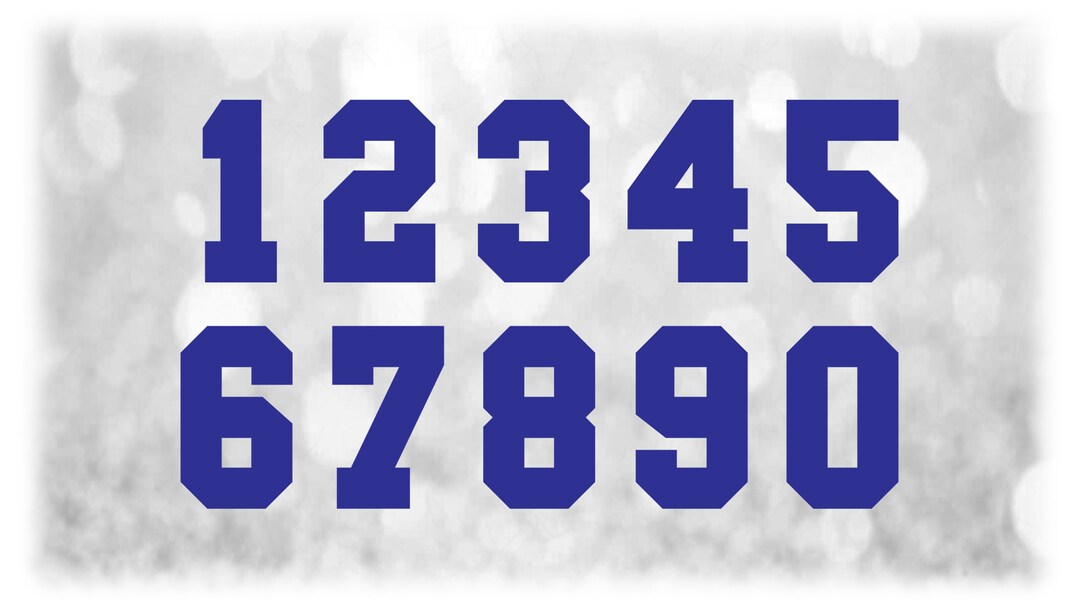 Sports Jersey Number Templates Grouped on ONE Single Sheet Blue Bold