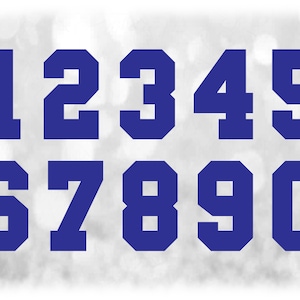 Sports: Jersey Number Templates Grouped on ONE Single Sheet - Blue Bold Block Style Type - Digital Download SVG - Not Installable Font File