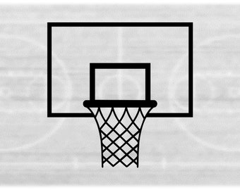 Sports Clipart: Large Black Bold Basketball Hoop and Back Board Drawing - Change Color with Your Software - Digital Download SVG & PNG