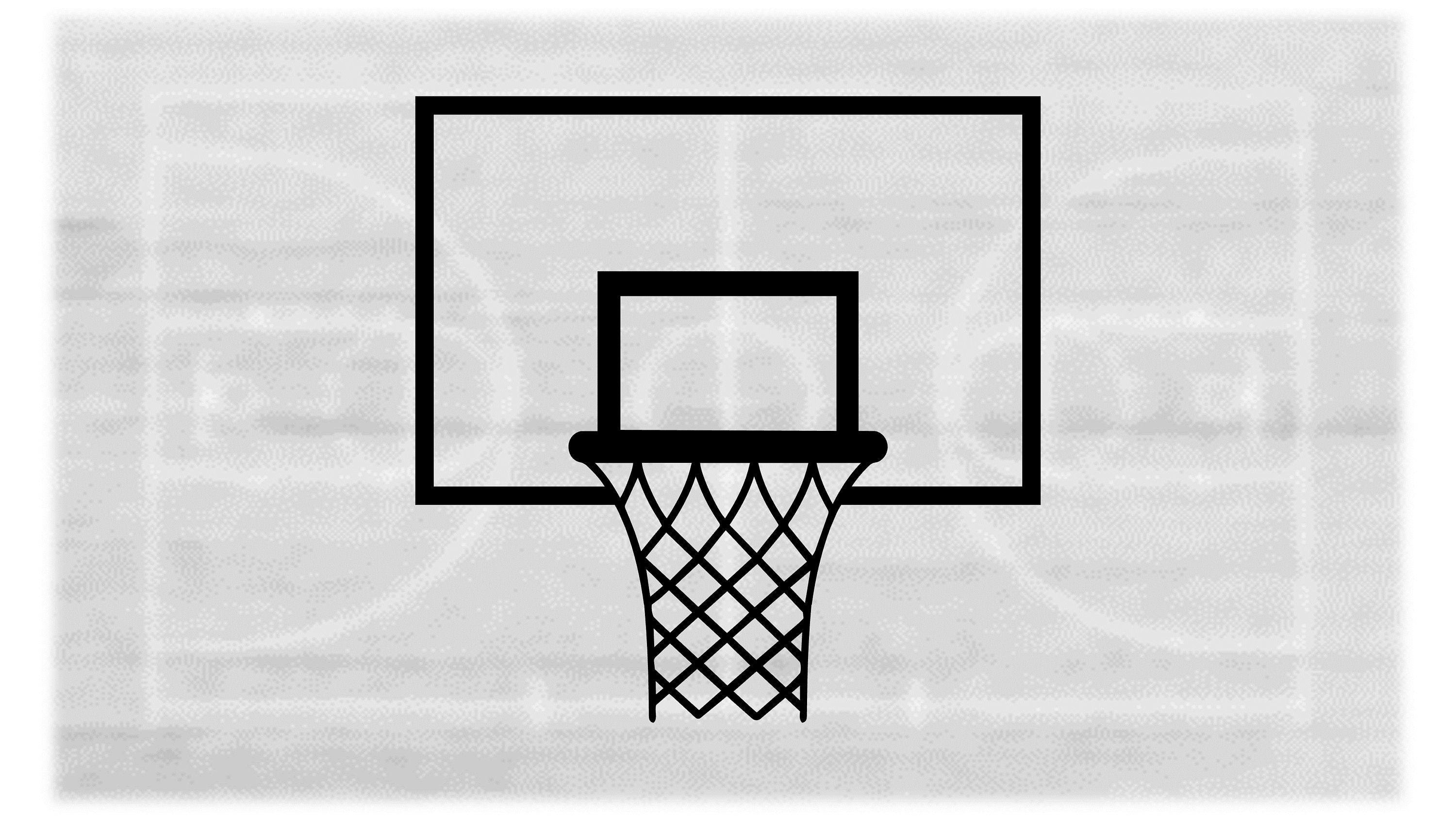 Sports Clipart: Large Black Bold Basketball Hoop and Back 