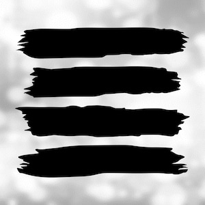 Clipart de forma: pacote econômico com 4 manchas de tinta preta ou marcas de pincel em uma única folha - você muda as cores - download digital SVG/PNG