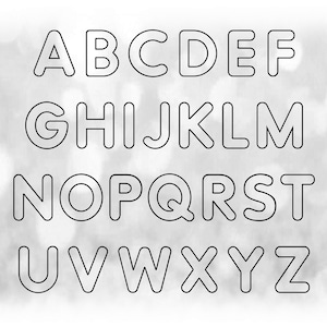 Word Clipart: Modelos de contorno de letras do alfabeto tubular preto agrupados em uma única folha - Download digital SVG - Arquivo de fonte NÃO instalável