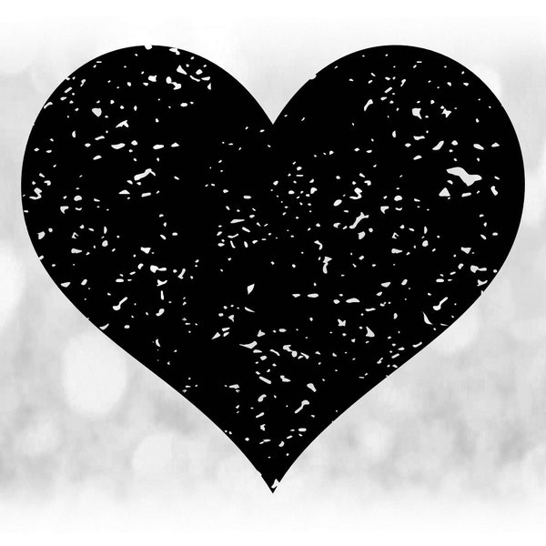 Shape Clipart: Large Black Heart in Distressed or Grunge Format for Love or Valentine - Change Color Yourself - Digital Download SVG & PNG