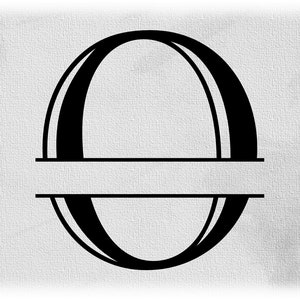 Clipart de palavra: Inicial maiúscula em estilo colonial gravado formal preto ou letra dividida em monograma "O" para adicionar nome - download digital SVG e PNG