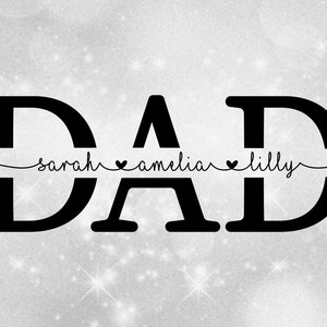 Imágenes prediseñadas familiares - Papás: Palabra de marco de nombre dividido "DAD" en tipo negro formal para el día de papá, papá o padre - Descarga digital svg png dxf pdf