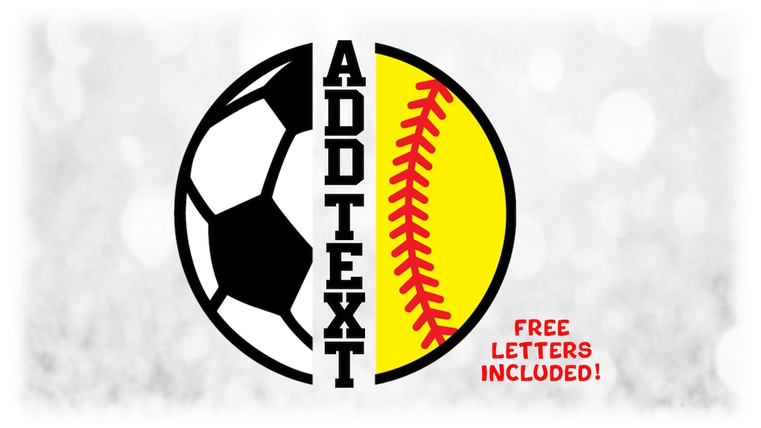 Fall Split Name Frame Sports Clipart: Split Name Frame Half Sports Balls W/ Black/white ...