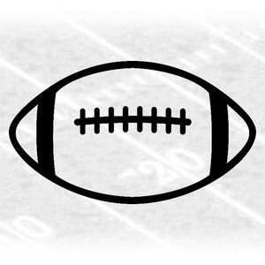 May include: A black and white illustration of an American football on a white background.