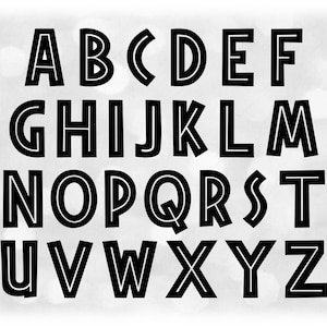 Word Clipart: Black Jurassic Theme Alphabet Letter Templates Grouped on ONE Single Sheet - Digital Download SVG - NOT Installable Font File