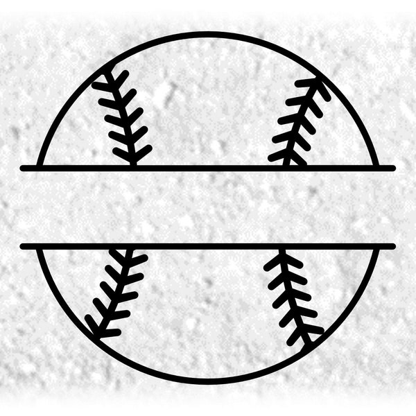 Sports Clipart: Large Black Outline Split Softball or Baseball Name Frame with Space to Add Player or Team Name - Digital Download SVG & PNG