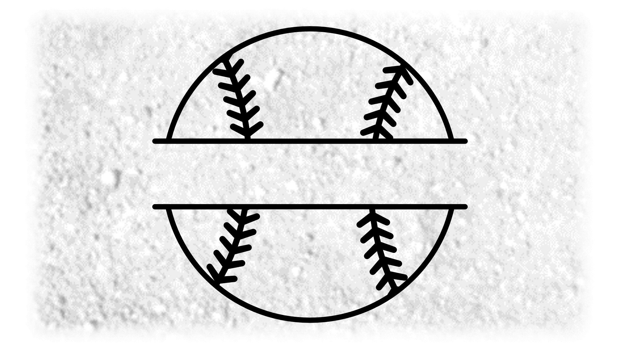 Sports Clipart Large Black Outline Split Softball or Baseball Etsy