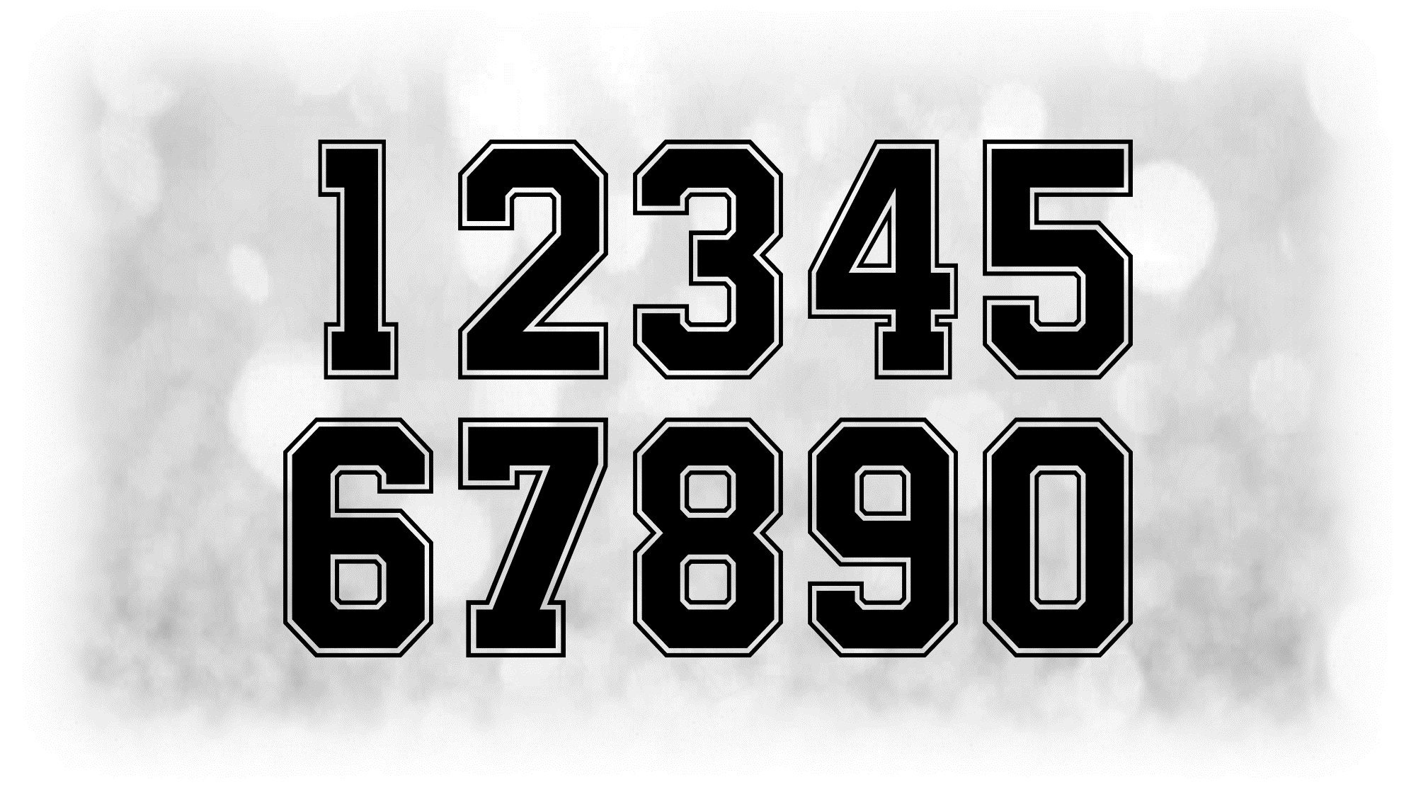 Sports: Jersey Number Templates Grouped on ONE Single Sheet Black Bold With Outline Digital Download SVG Not an Installable Font File - Etsy