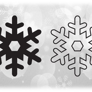Holiday Clipart: Black Solid and Black Outline Winter Snowflake Silhouette Templates - Digital Download Format SVG and PNG