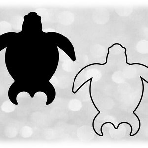 Animal Clipart: Sea Turtle or Tortoise Simple Easy Solid Black Silhouette and Outline - Change Color Yourself - Digital Download SVG & PNG