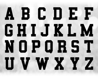 Sports Clipart: Alphabet Letter Templates Grouped on ONE Single Sheet - Bold Black Block - Digital Download SVG - NOT Installable Font File