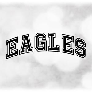 Sports Clipart: Black Bold Arched College Varsity Block Outline Style Team Mascot Name "Eagles"  - Digital Download svg png dxf pdf