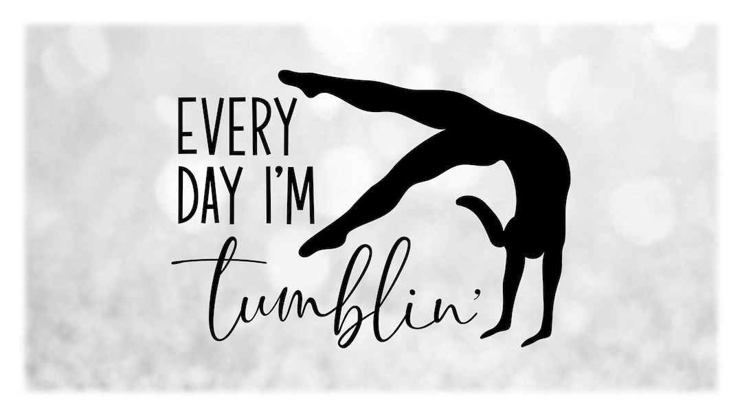 Sports Clipart Black Gymnastics Silhouette in Handspring Tumbling Pose