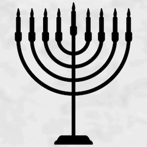Holiday Clipart: Black Hanukkah Menorah Candelabra with Seven Branches & Burning Candles - Jewish Symbol - Digital Download svg png dxf pdf