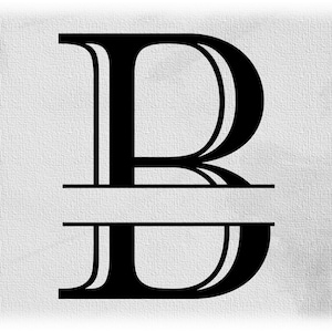 Word Clipart: Schwarz Formal Etched Kolonialstil Hauptstadt Initial oder Monogramm Split Buchstabe "B" zum Hinzufügen eines Namens - Digitaler Download SVG & PNG