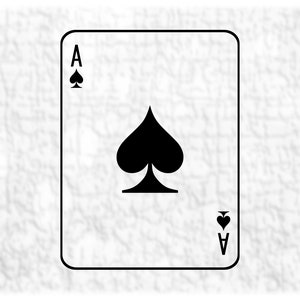 Entertainment Clipart: Simple Bold Black Ace of Spades Card with Thin Outline from Deck of Playing Cards - Digital Download SVG and PNG