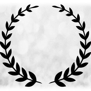 Clipart de flor ou natureza: guirlanda preta sofisticada ou louro de galhos / folhas / botões # 18 - Mude a cor você mesmo - Download digital SVG e PNG