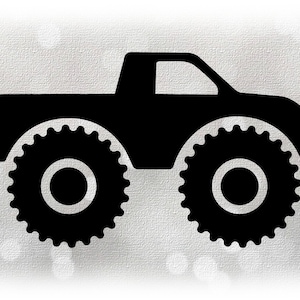 Clipart de carro/automotivo: desenho simples e básico de monster truck preto - design divertido e fácil para meninos ou crianças unissex - download digital SVG e PNG