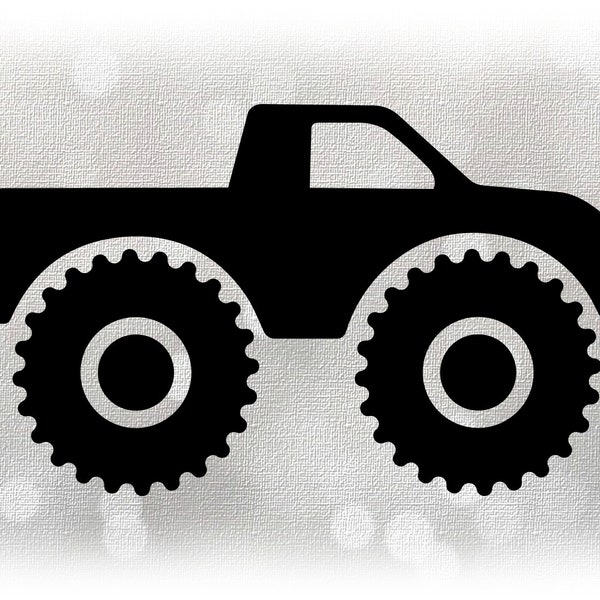 Car/Automotive Clipart: Simple Basic Black Monster Truck Drawing - Fun and Easy Boys or Unisex Kids Design - Digital Download SVG & PNG