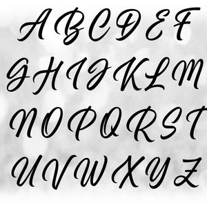 Clipart de Word: Plantillas de letras del alfabeto en estilo de escritura negra agrupadas en UNA sola hoja - Descarga digital SVG - Archivo de fuente NO instalable