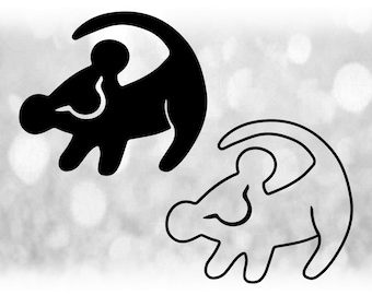 Entertainment Clipart - Black Solid & Outline Lion King Logo Rough Drawing Spoof or Parody Inspired by Baby Simba - Digital Download SVG/PNG