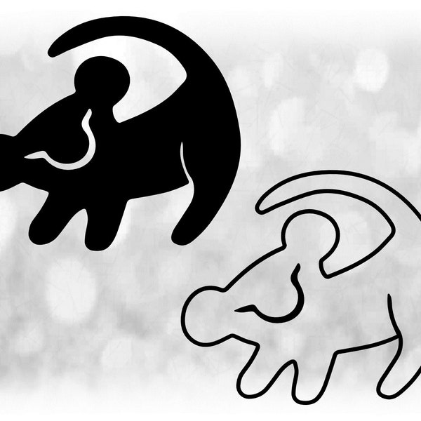 Entertainment Clipart - Black Solid & Outline Lion King Logo Rough Drawing Spoof or Parody Inspired by Baby Simba - Digital Download SVG/PNG