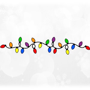 Può includere: Una ghirlanda di luci natalizie colorate con lampadine rosse, arancioni, gialle, verdi, blu, indaco e viola.