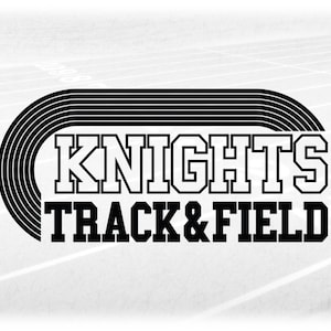 Sports Clipart: Black Running Track with Bold Varsity Style Words "Knights" and Black "Track & Field" - Digital Download svg png dxf pdf