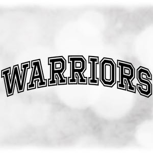 Sports Clipart: Black Bold Arched College Varsity Block Outline Style Team Mascot Name "Warriors"  - Digital Download svg png dxf pdf