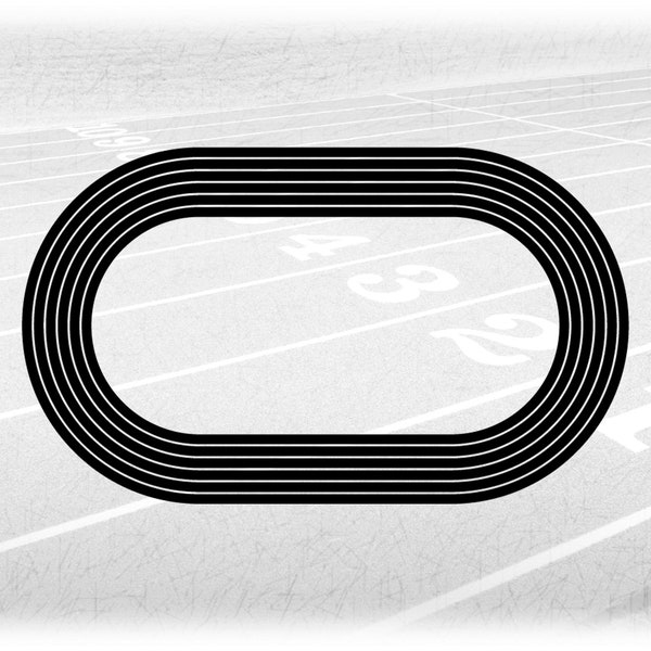 Sports Clipart: Black Running Track to Scale with Six Lanes for Track & Field Athletes, Coaches, Parents - Digital Download svg png dxf pdf