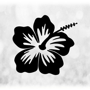 Nature Clipart: Simple Black Hibiscus Flower, Floral Symbol for Hawaii - Change Color with Your Software - Digital Download svg png dxf pdf