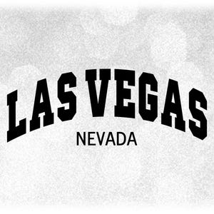 Geography Clipart: Black Solid Arched Word "Las Vegas" for City in Nevada, USA - Great for Making Shirts - Digital Download svg png dxf pdf