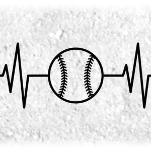 Sports Clipart: Elektrocardiogram / E.K.G. / E.C.G. / Hartslag / Hartslagmeter met Honkbal of Softbal - Digitale Download SVG & PNG