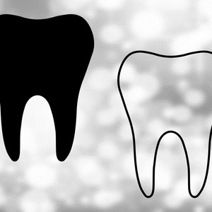 Medical Clipart: Simple Easy Human Molar Tooth in Black Solid and Outline Formats for Dentist or Dental Theme - Digital Download SVG & PNG
