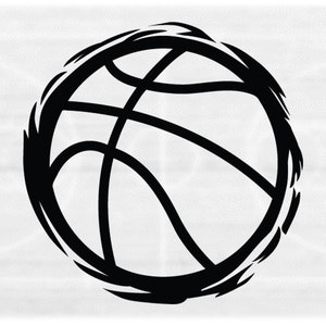 Sports Clipart: Black Grunge Brush Stroke Basketball  Outline for Players, Teams, Coaches, Parents - Digital Download svg png dxf pdf